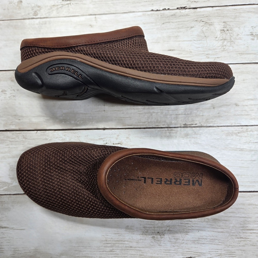 Merrell Mesh Slide Mocha Clog Mule Women 8.5 Brown Air Cushion Slip On Footwear